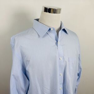 Brooks Brothers 18 34/35 1818 Regent Fit Non Iron Dress Shirt Light Blue Cotton